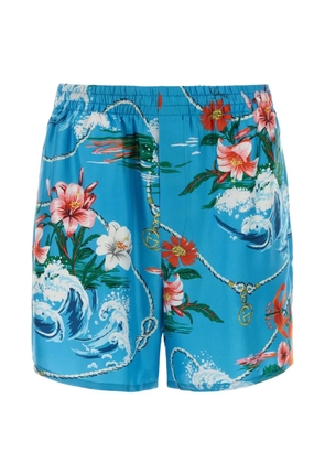 Gucci floral-print silk bermuda shorts - Blue