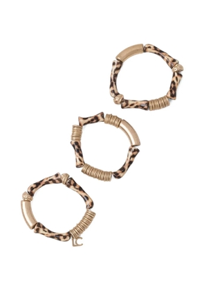 Lola Casademunt logo-charm leopard-print bracelets (set of three) - Gold