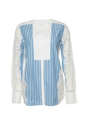 SANDRO striped lace-panel shirt - Blue