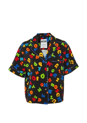 Moschino Pre-Owned letter-print crepe shirt - Black