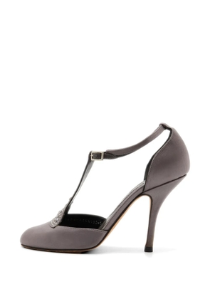 Gina crystal-embellished T-bar pumps - Grey