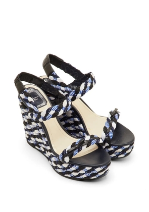 Christian Dior Pre-Owned braided platform wedge sandals - Blue