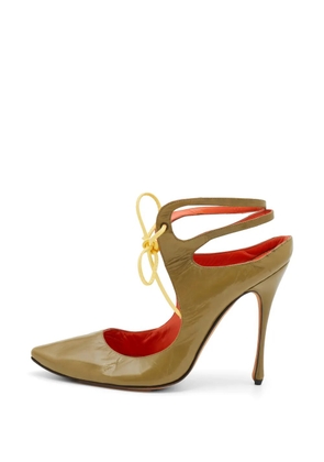 Manolo Blahnik cut-out lace-up pumps - Green