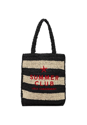 Lola Casademunt embroidered striped beach bag - Black