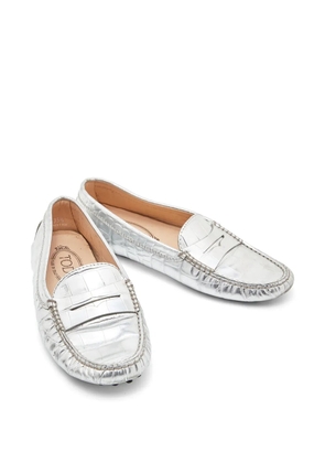 Tod's Vintage Gommino croc-embossed loafers - Silver