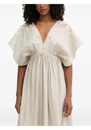 TWINSET lace-trimmed striped mini dress - Neutrals