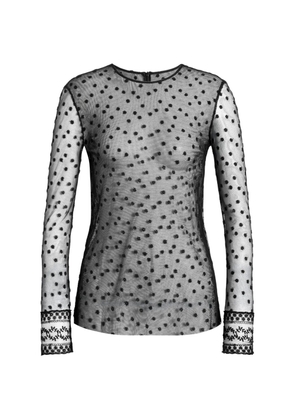 Alberta Ferretti polka-dot sheer-mesh top - Black