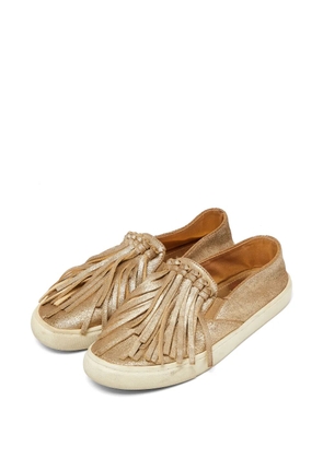 Tory Burch fringe-details slip-on suede sneakers - Gold