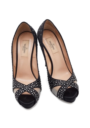 Valentino Garavani Pre-Owned crystal-embellished platform pumps - Black
