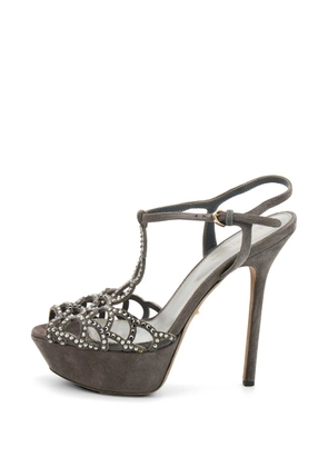 Sergio Rossi Vintage embellished scalloped-edges sandals - Grey