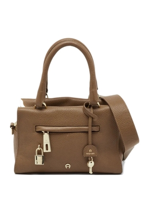 Aigner Vintage zip-fastening leather satchel bag - Brown