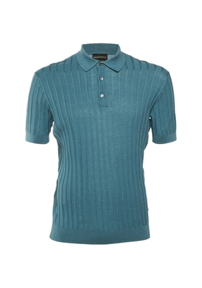 Emporio Armani Pre-Owned ribbed-knit wool-blend polo shirt - Blue