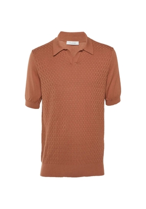 Cruciani basketweave-knit polo-collar T-shirt - Brown