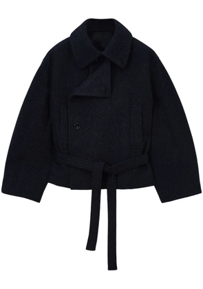 LEMAIRE cropped asymmetrical belted coat - Black