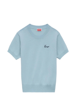 Kenzo logo-embroidered short-sleeved sweater - Blue