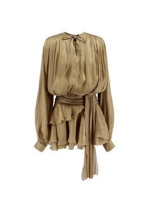 ACTUALEE ruffled-tier belted mini dress - Gold