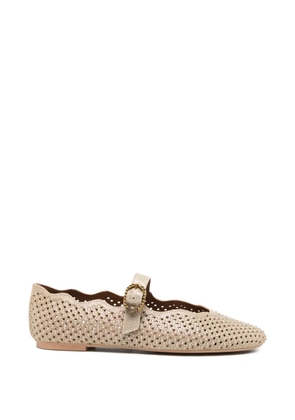 Kurt Geiger London Wavy Mayfair crystal-embellished ballet flats - Gold