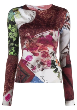 Marine Serre Second Skin scarves-print top - Red