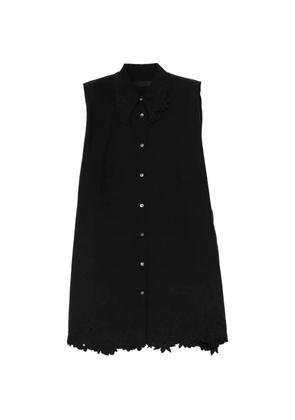 JNBY floral-embroidered crinkled-finish shirt dress - Black