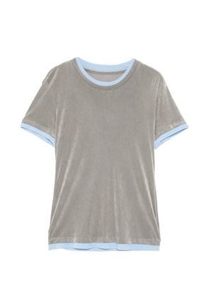 JNBY contrast-trim velvet T-shirt - Grey