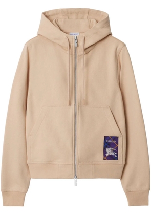 Burberry check-label cotton hoodie - Neutrals