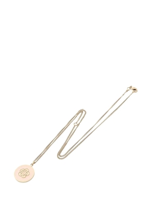 CHANEL Pre-Owned 2006 CC Gold Plated and Enamel Camellia Round Pendant Necklace costume necklace