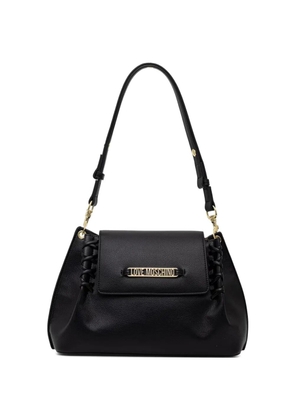 Love Moschino logo-plaque whipstitch-detail shoulder bag - Black
