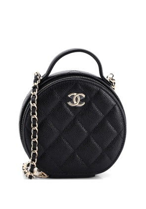 CHANEL Pre-Owned Handle with Care Round Vanity Case with Chain Quilted Caviar Small crossbody bag - Black