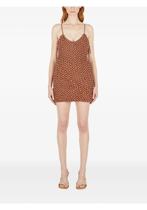 Isa Boulder woven V-neck mini dress - Brown
