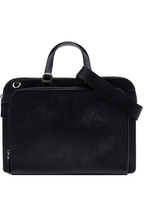 Prada Pre-Owned 2013-2026 Saffiano Cuir Travel Front Zip Pocket Briefcase business bag - Black
