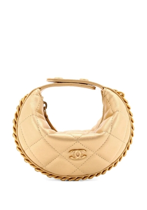 CHANEL Pre-Owned Chain Around Pouch Quilted Lambskin Extra Mini hobo bag - Gold