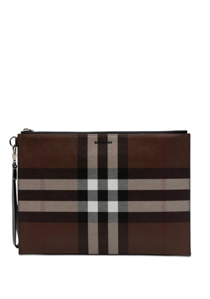 Burberry Pre-Owned 2000-2017 Check Coated Canvas Zip Pouch clutch bag - Brown