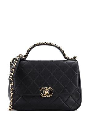 CHANEL Pre-Owned Chain Infinity Top Handle Bag Quilted Calfskin Mini crossbody bag - Black