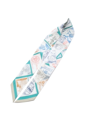 Hermès Pre-Owned 2010s Le Philateliste Du Faubourg ribbon silk scarf - Neutrals