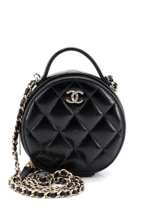 CHANEL Pre-Owned Handle with Care Round Vanity Case with Chain Quilted Lambskin Small crossbody bag - Black