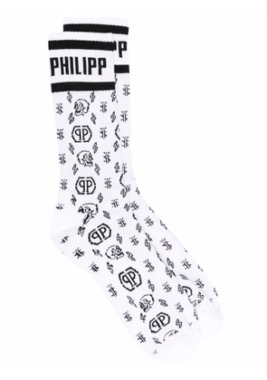 Philipp Plein monogram-pattern socks - White