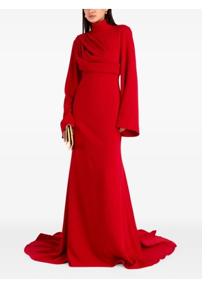 Solace London draped-bodice long-sleeve maxi dress - Red