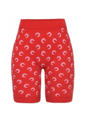 Marine Serre Moon jacquard bouclette shorts - Red