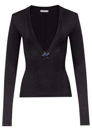 AREA Star Stud-detail long-sleeve jumper - Black