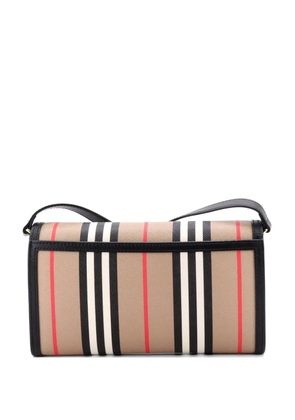 Burberry Pre-Owned Hannah Wallet on Strap Icon Stripe E-Canvas crossbody bag - Black