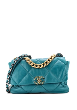 CHANEL Pre-Owned 19 Flap Bag Quilted Leather Large crossbody bag - Blue