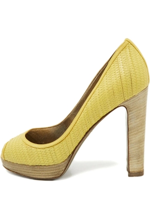 Valentino Garavani Pre-Owned 130mm platform leather pumps - Yellow