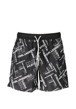 Karl Lagerfeld logo-print drawstring swim shorts - Black