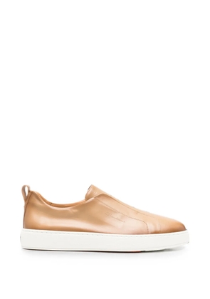 Santoni leather slip-on sneakers - Neutrals