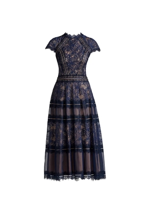 Tadashi Shoji Ahern embroidered tiered midi dress - Blue
