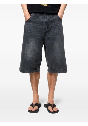 GODMADE washed-effect logo-print shorts - Black