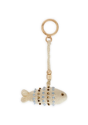 SANDRO bead-embellished fish-shape bag charm - Neutrals