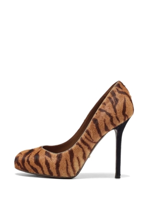 Sergio Rossi Vintage tiger-print platform pumps - Brown
