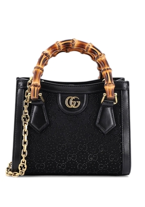 Gucci Pre-Owned Diana NM Bamboo Handle Crystal Embellished GG Canvas Mini tote bag - Black