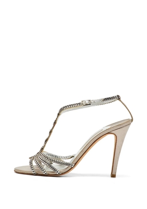 Gina crystal-embellished T-strap sandals - Silver